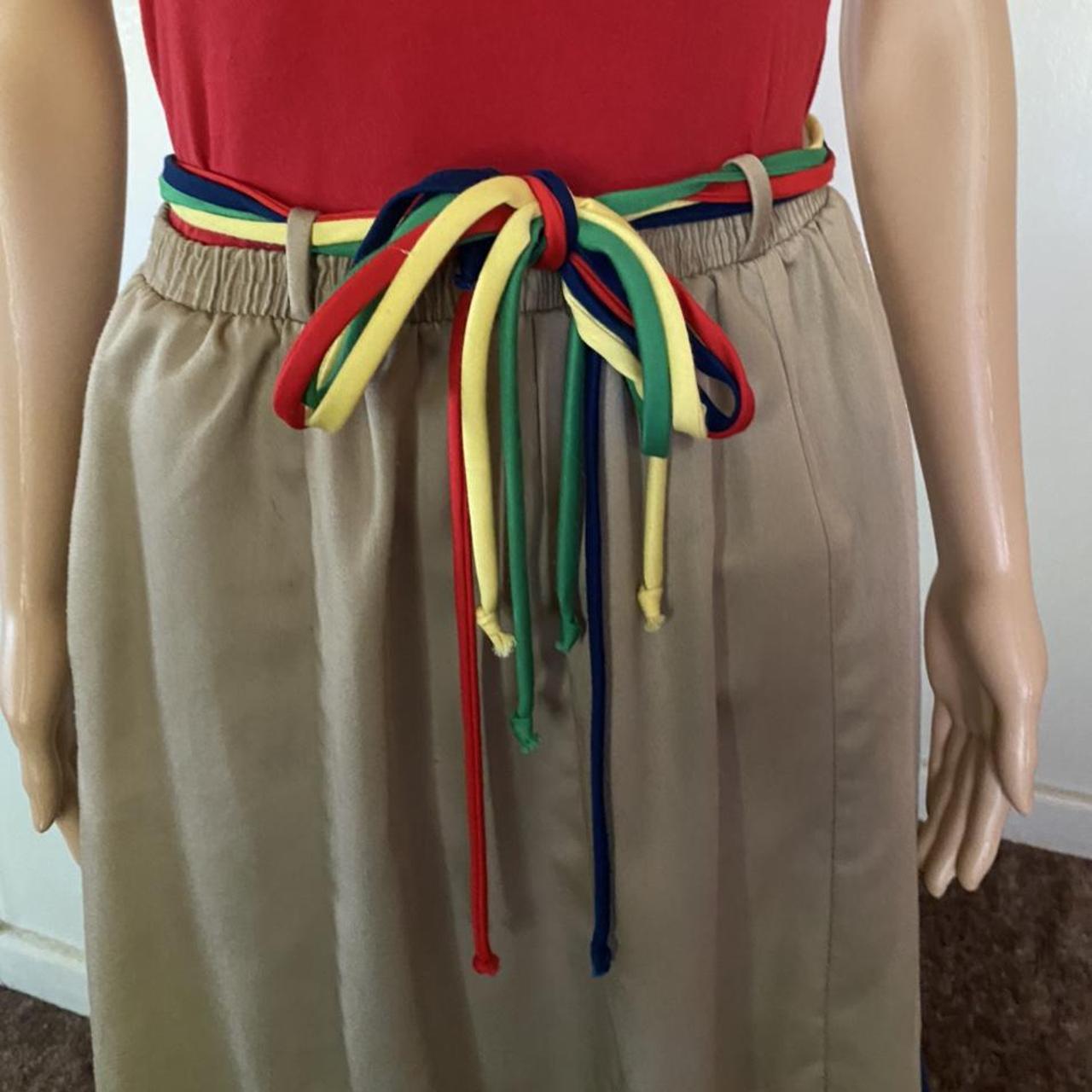 Cute Vintage Khaki Skirt With Primary Color Trim On Depop