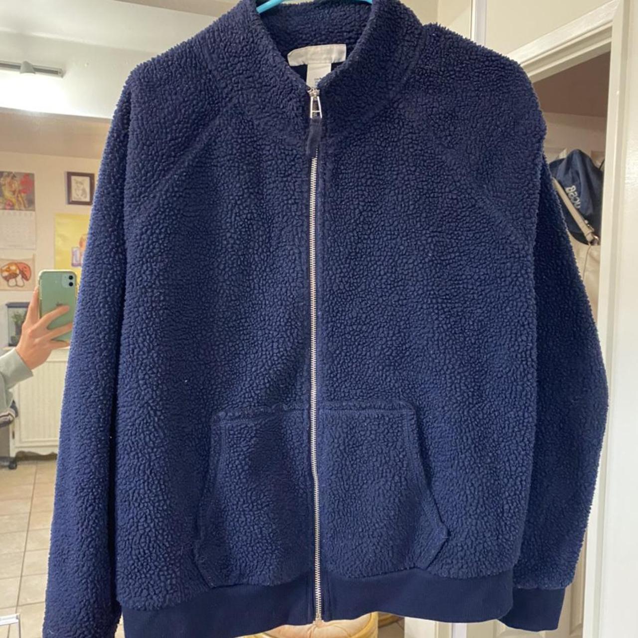 navy blue fuzzy jacket