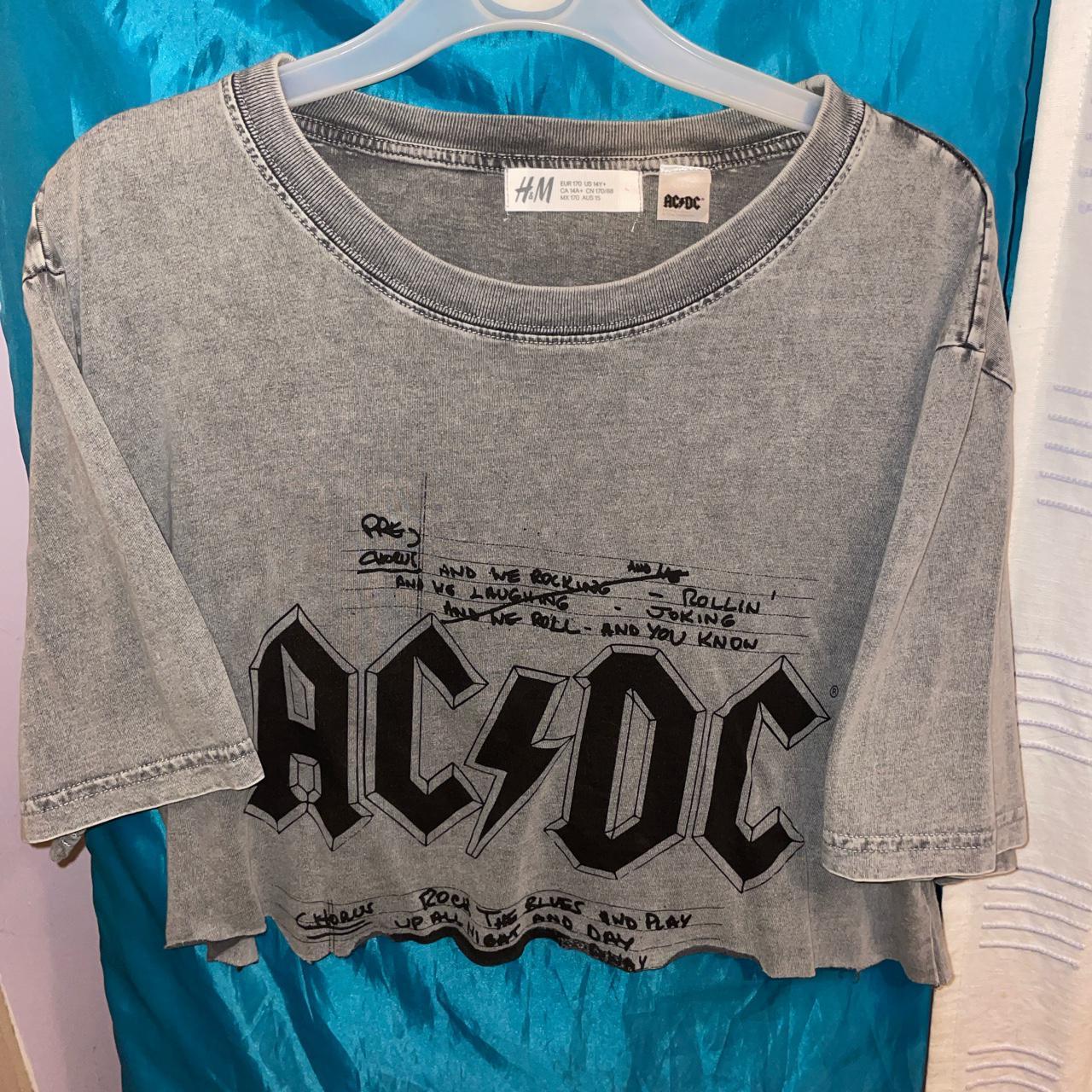 H&M Raw Hem AC/DC Crop Top •DIY cropped •never worn... - Depop