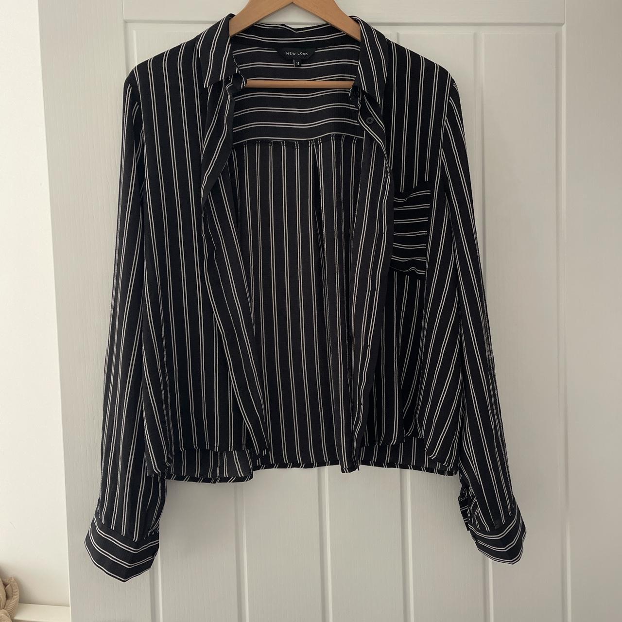 New Look black and white striped chiffon... - Depop