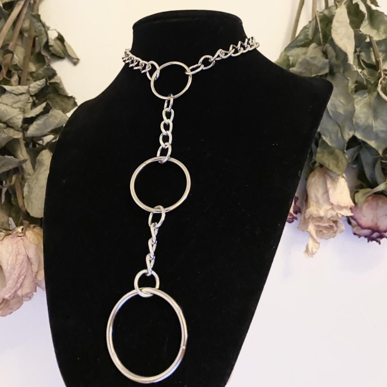 custom hand made 3 o ring choker necklace adjustable... - Depop