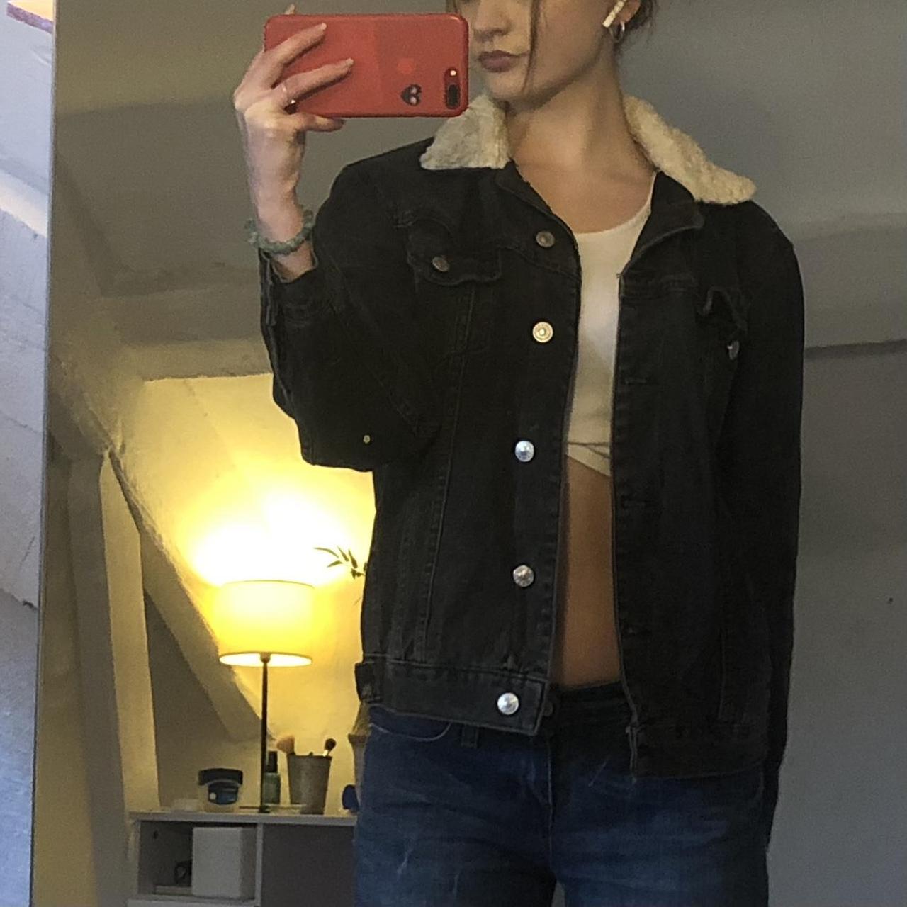 Women's Black and White Jacket Depop