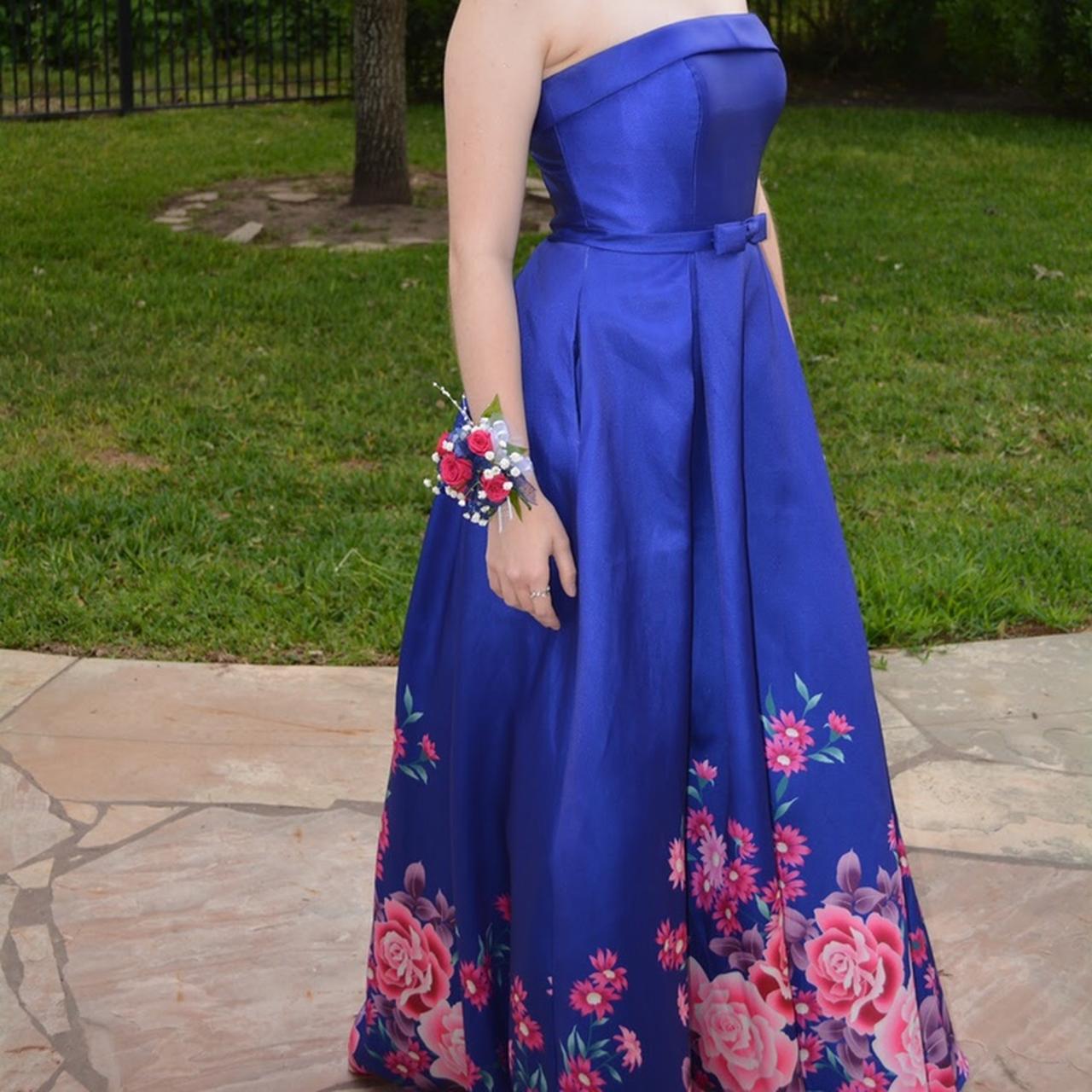 pink and royal blue dress