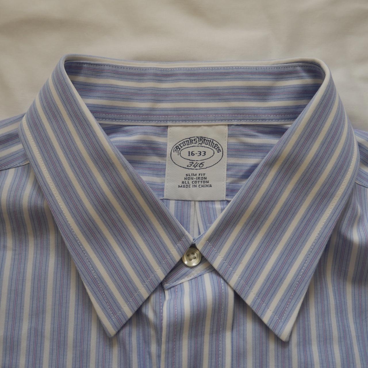 Brooks Brothers Men's Blue and White Shirt | Depop