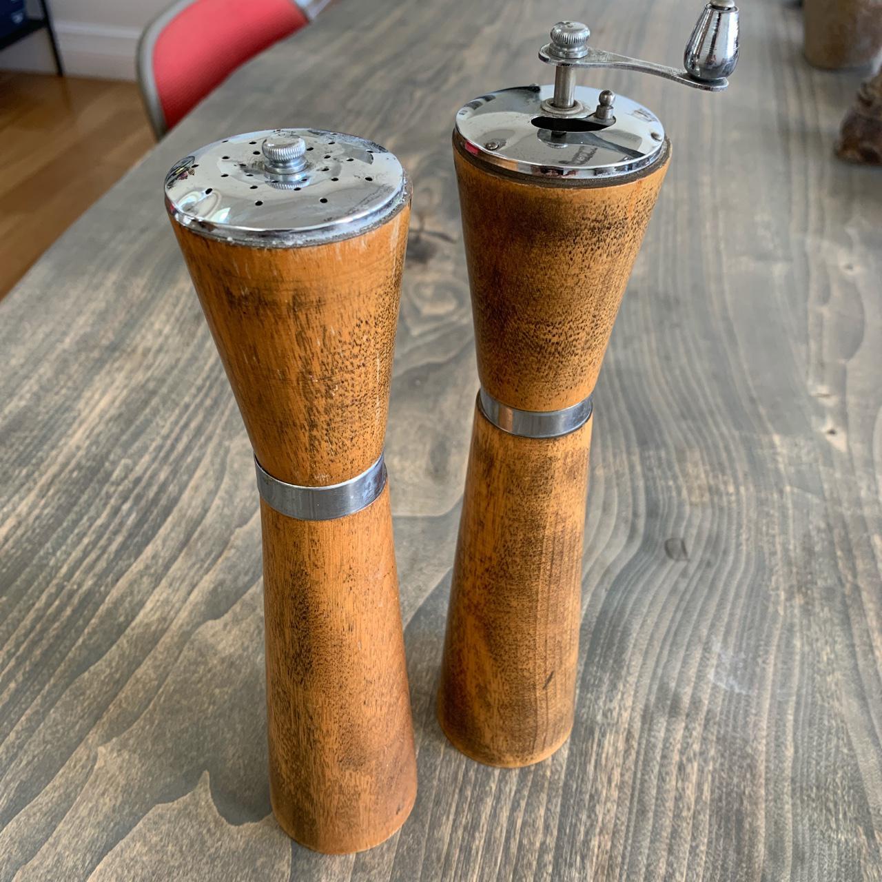 Vintage wood salt and pepper grinder, made in Japan,... Depop
