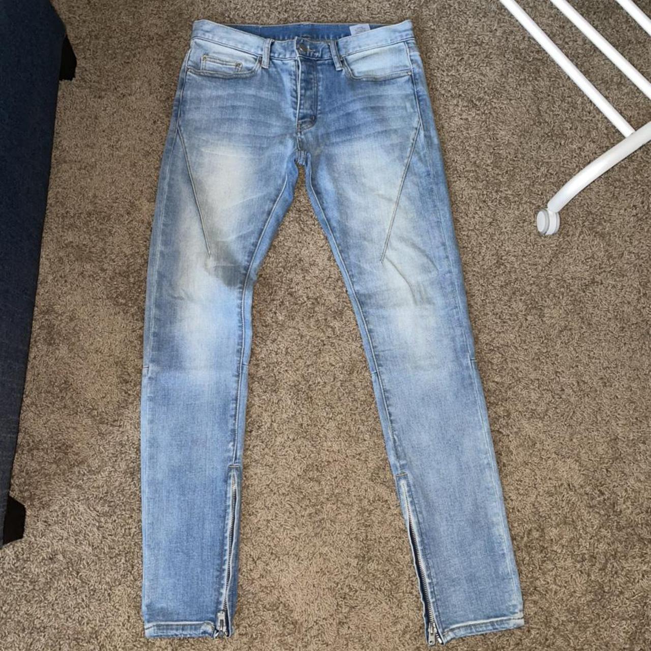 MNML Denim Zipper Pants worn like 2 times - Depop