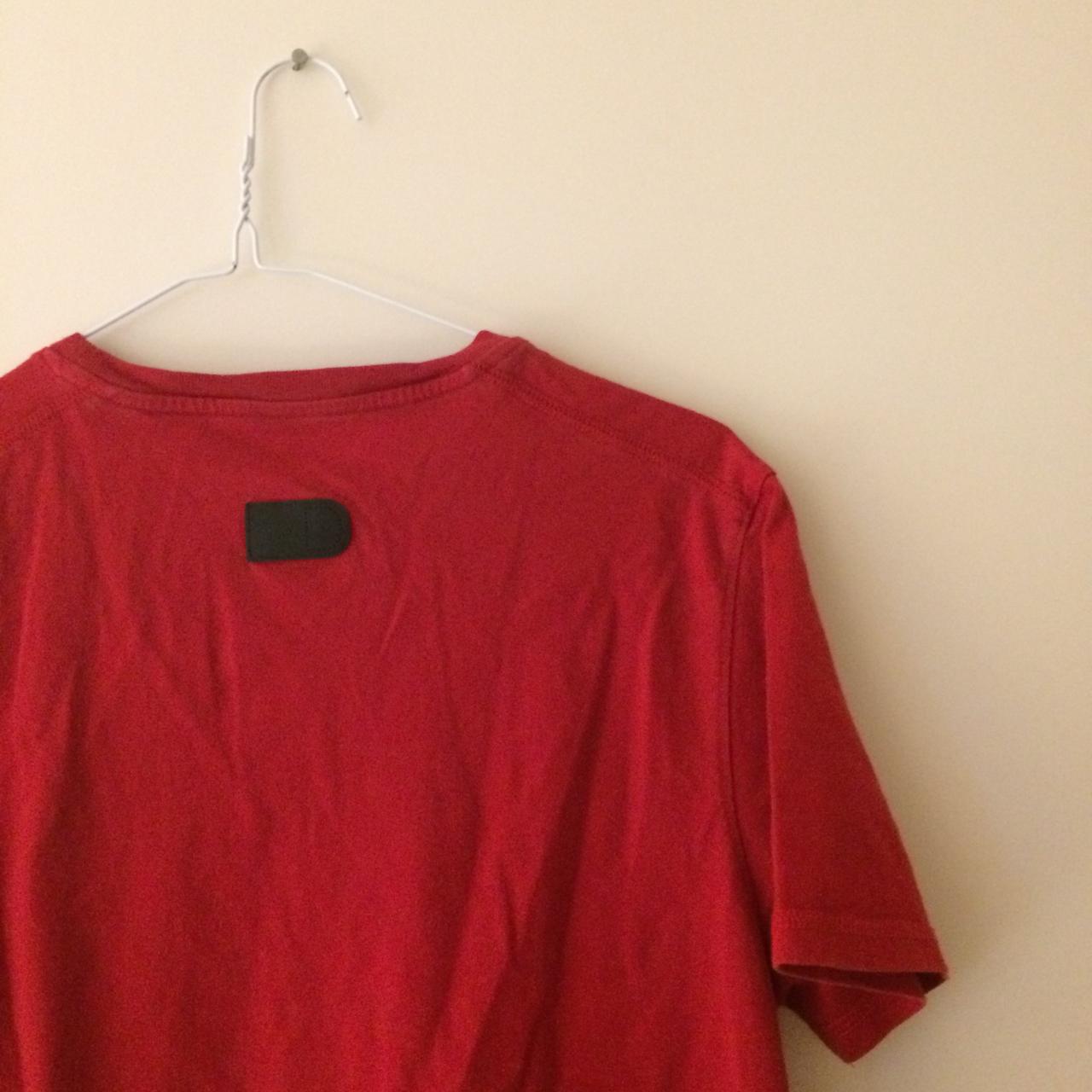 Need this gone!! Red DKNY Jeans t shirt with logo - Depop