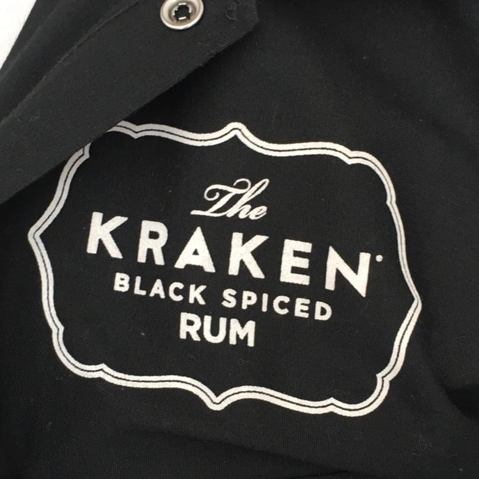 Button-up, all black, Kraken Spiced Rum shirt, small... - Depop
