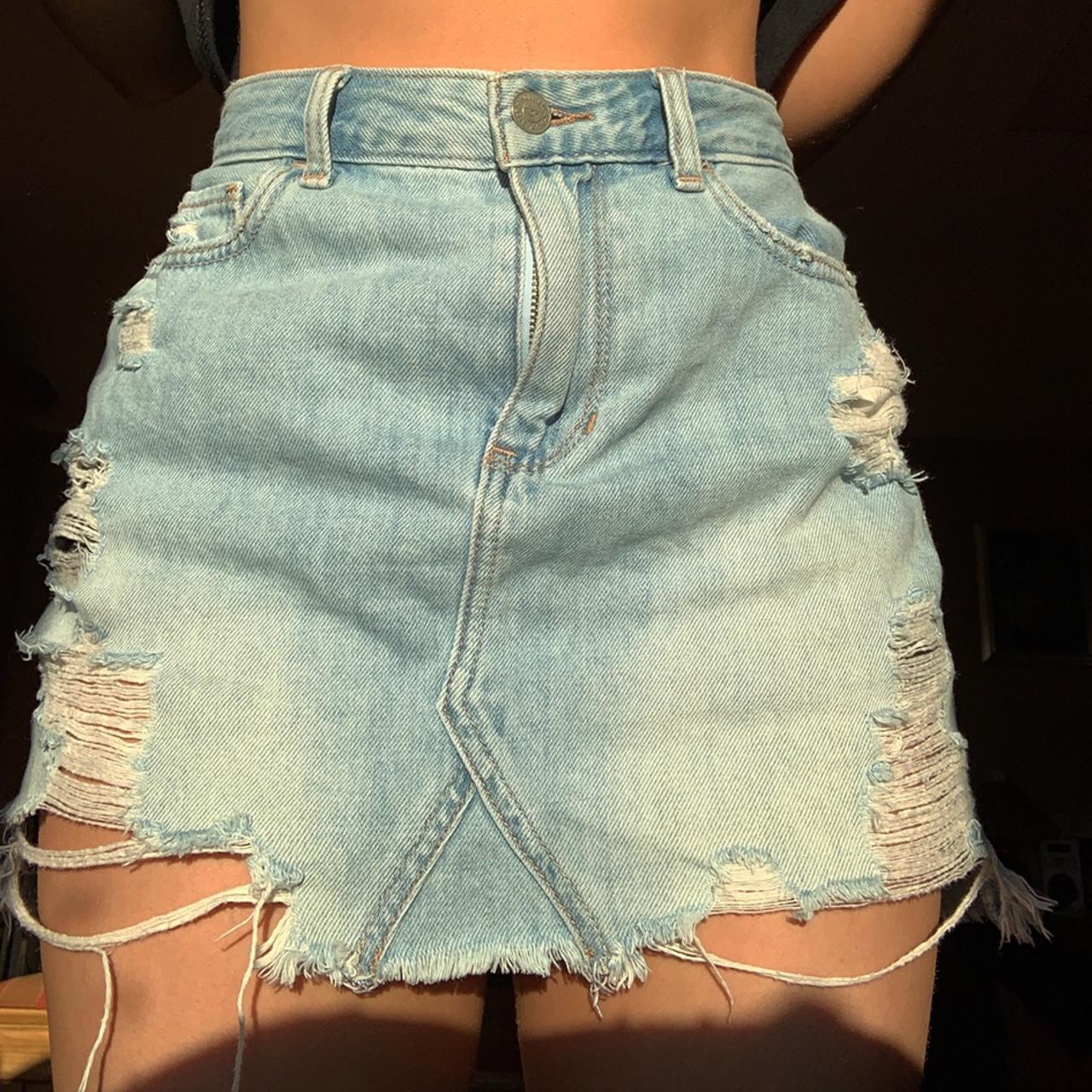 Distressed Hollister Jeans Skirt HOLLISTER HIGH-RISE DENIM SKIRT