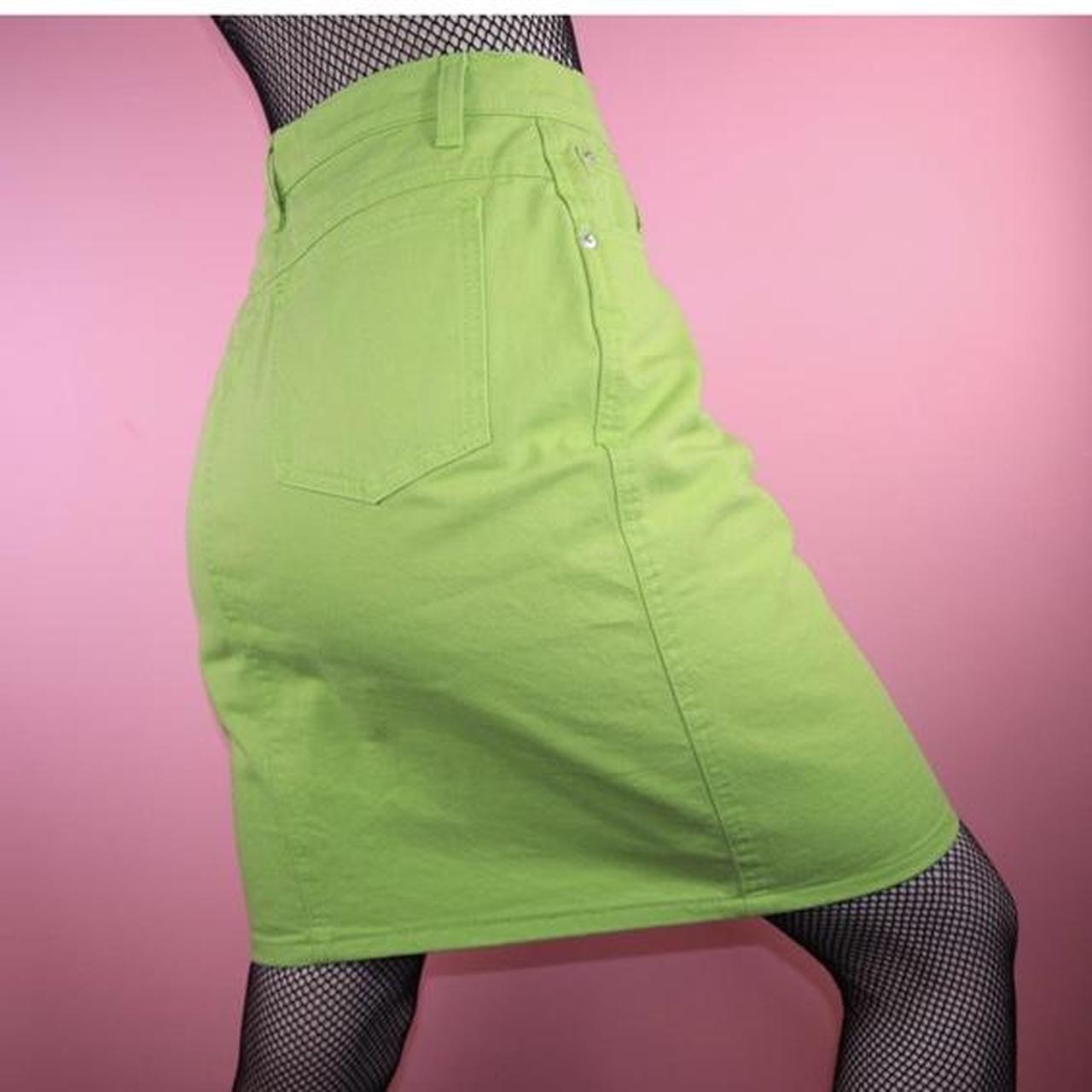 Vintage Lime Green Denim Skirt Labeled size 10 Depop