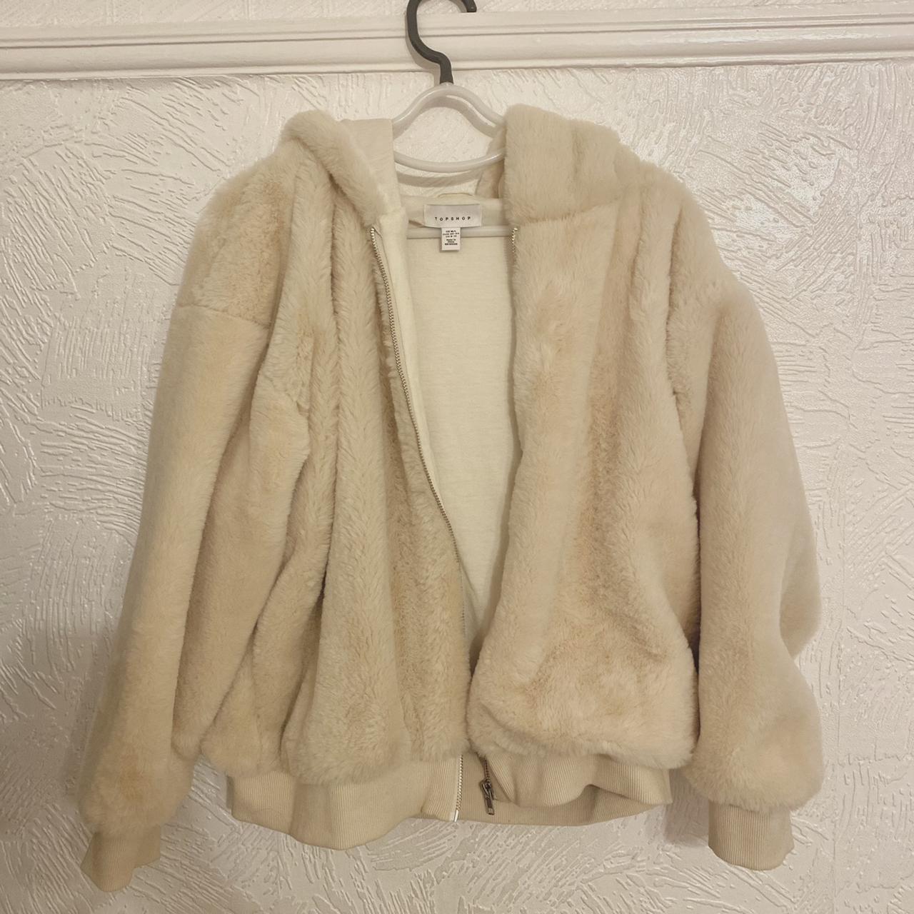 Topshop Women's Cream and White Coat | Depop