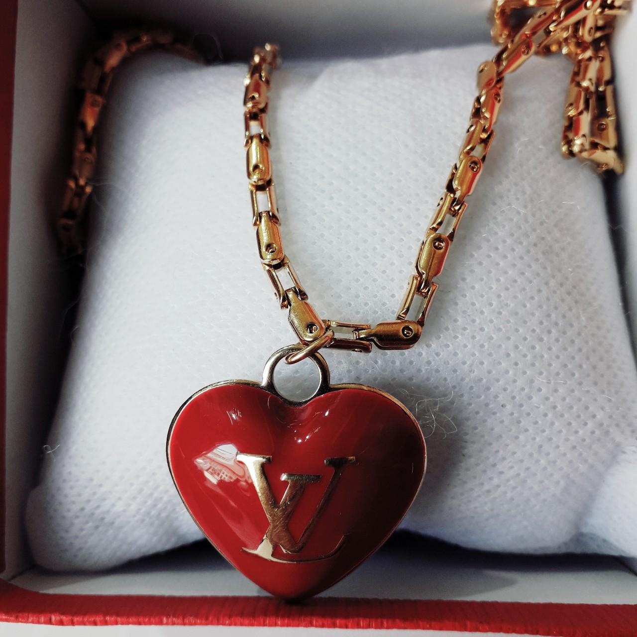Louis Vuitton, Jewelry, Louis Vuitton Red Heart Necklace With Lv Stamp On  Heart Very Rare