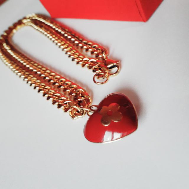 Authentic Louis Vuitton Red Heart & Gold LV Necklace - Depop