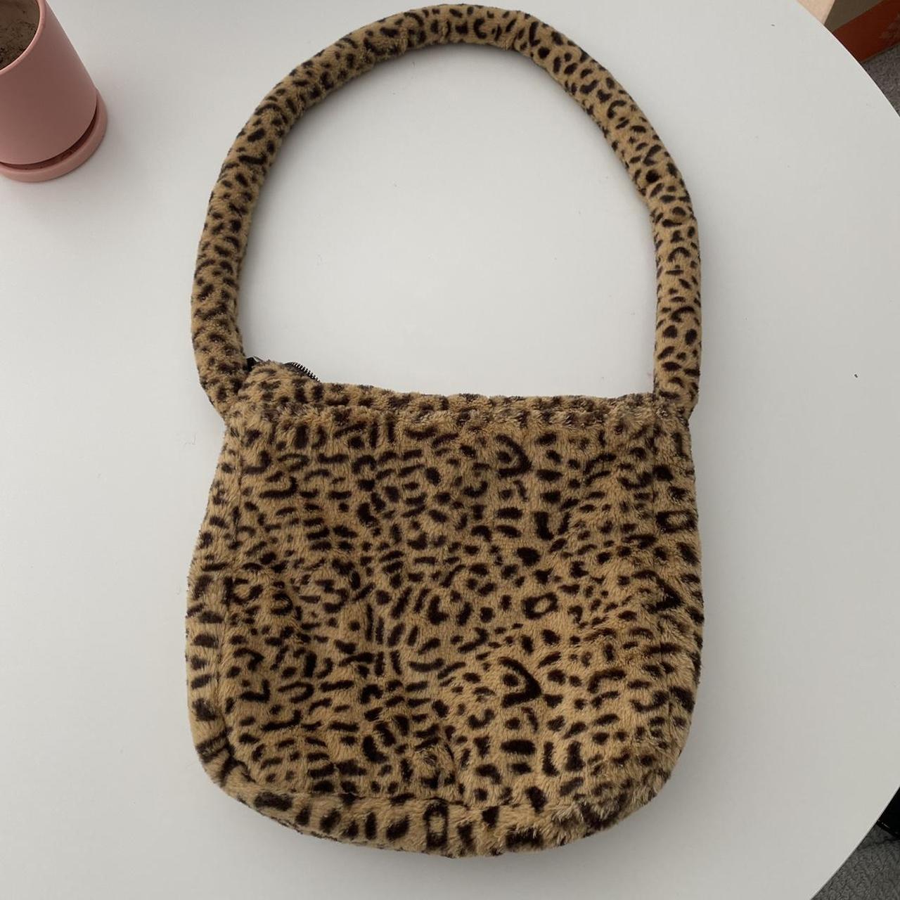 UNIF Faye bag faux fur fuzzy leopard print Used a... - Depop