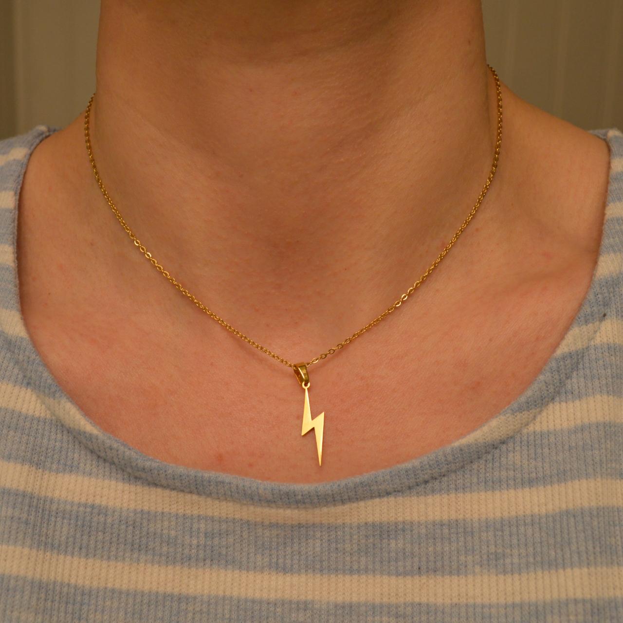 GOLD LIGHTNING BOLT NECKLACE 100 stainless steel!... Depop