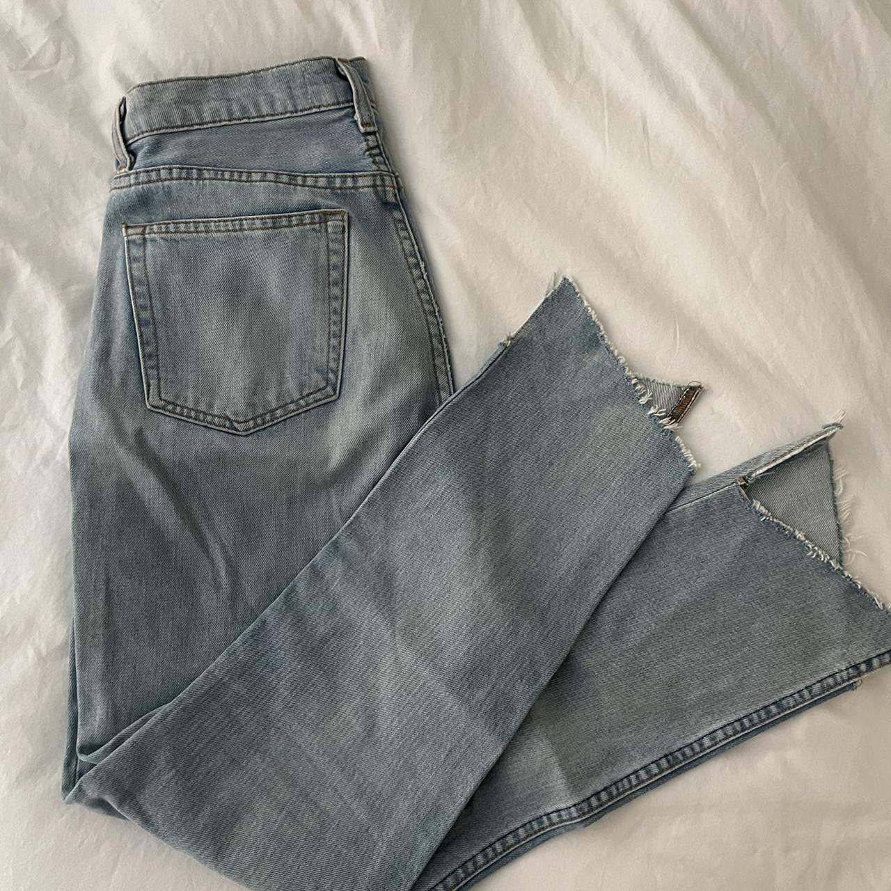 Reformation Jean light wash denim split hem jeans.... - Depop