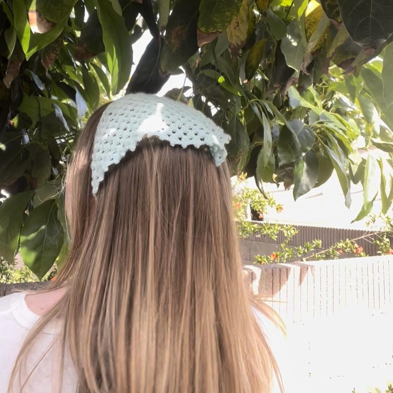 Handmade crochet hair bandana mint green Depop