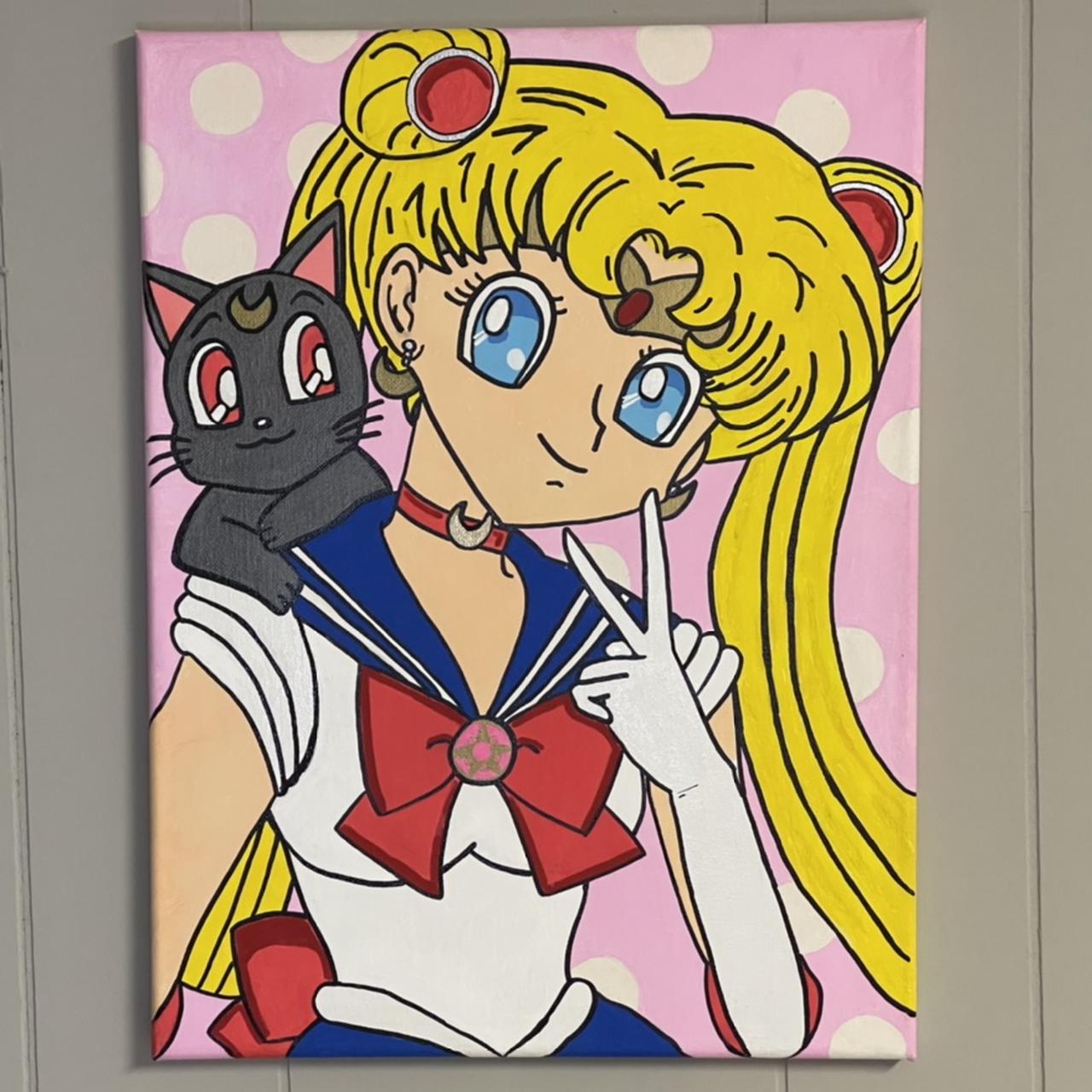 Hand painted freehand Sailor Moon manga art. Sailor... - Depop