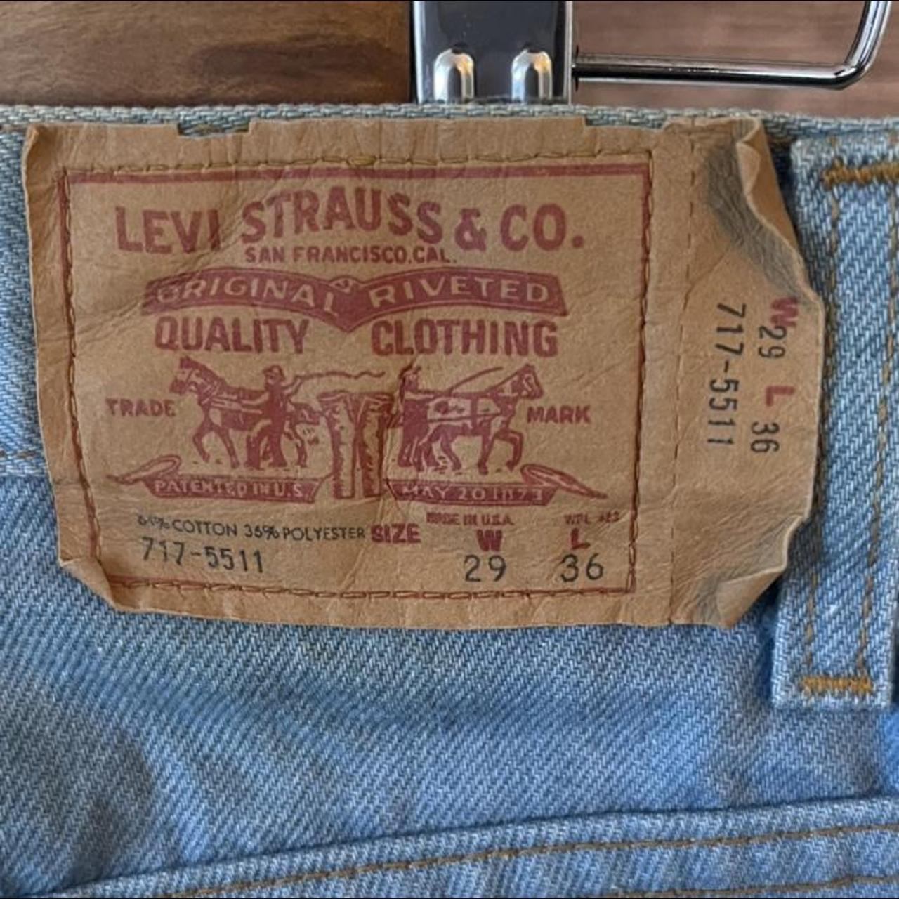 Levi's Vintage 717-5511 Saddleman Boot Blue Jeans... - Depop