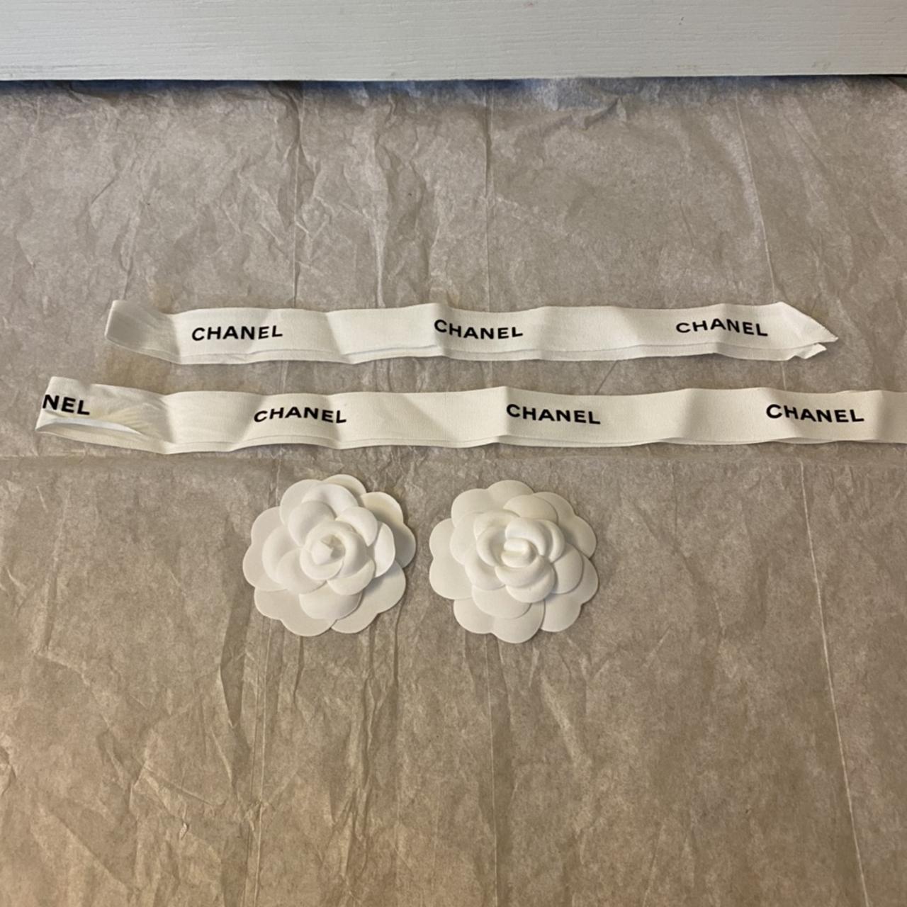2 Chanel flowers and 2 ribbons, can fit small box. - Depop