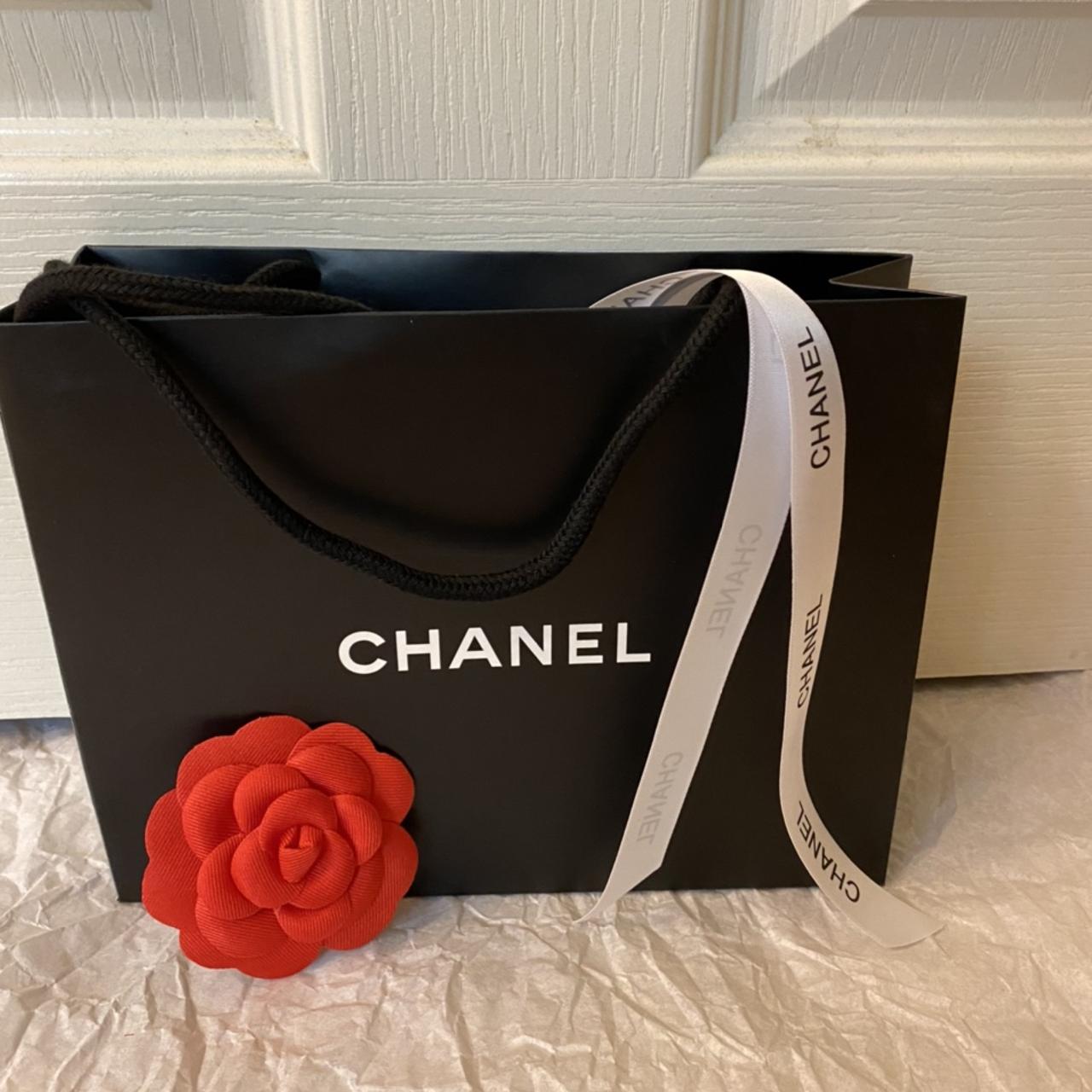 CHANEL Black Shopping Paper Bag Camellia Flower Gift Bag