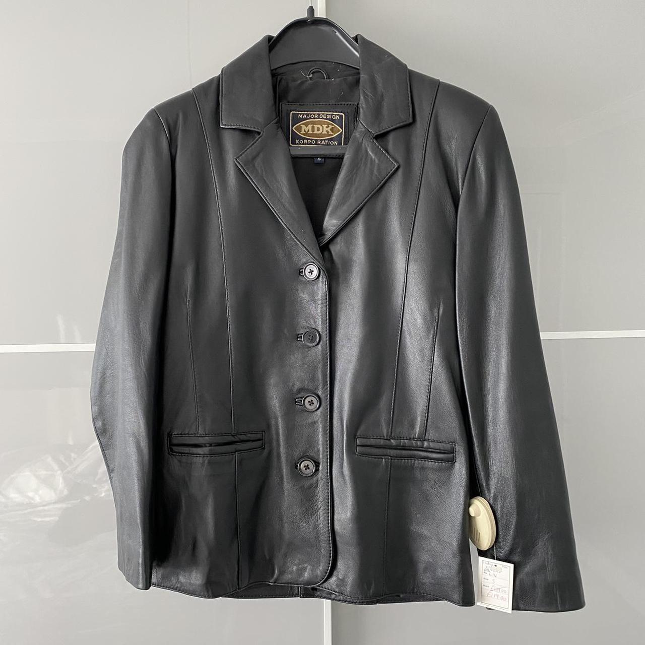 Ladies vintage leather jacket 100% genuine leather... - Depop