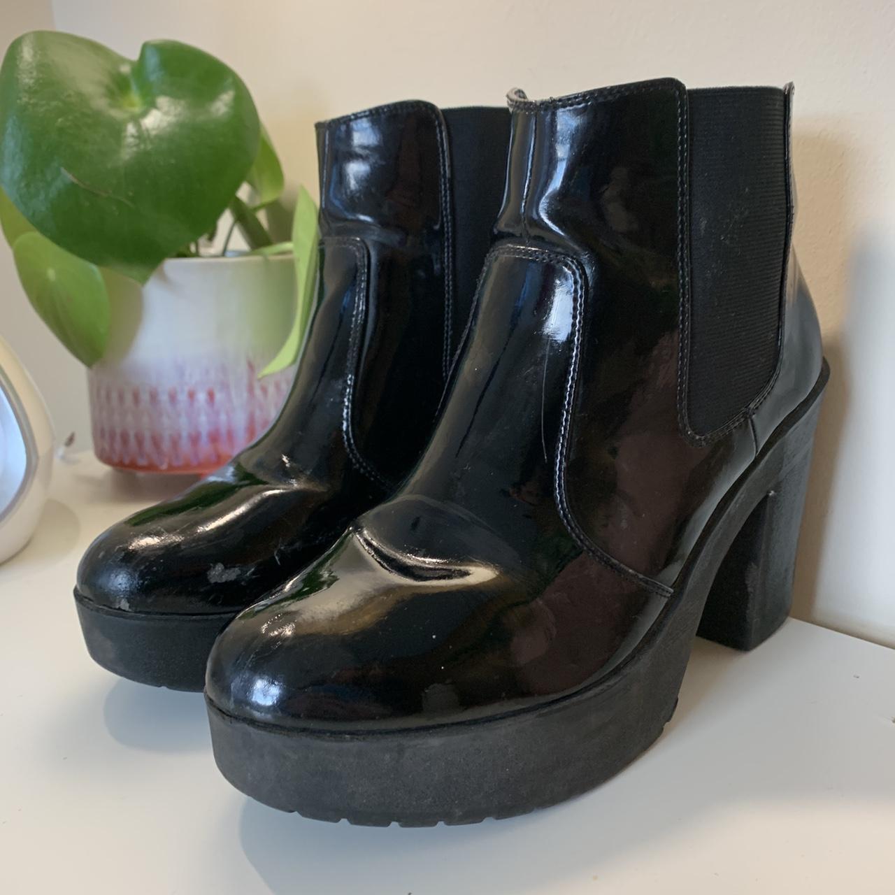 New Look Platform Chelsea Boots - Faux Patent... - Depop