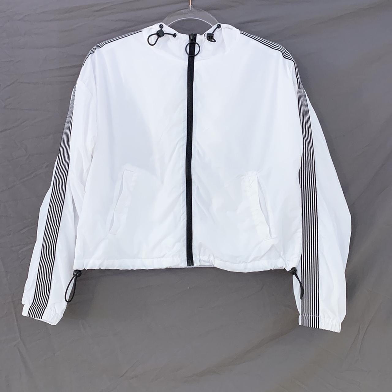 white black track jacket w circle zipper Depop