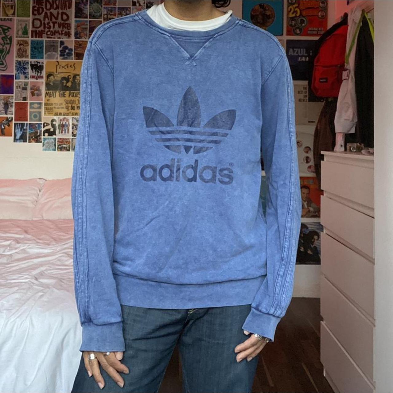 Adidas Men's Blue and Navy Jumper | Depop