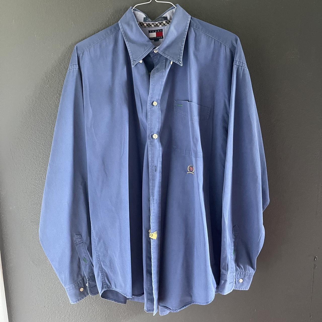 men’s blue tommy hilfiger button up dress... - Depop