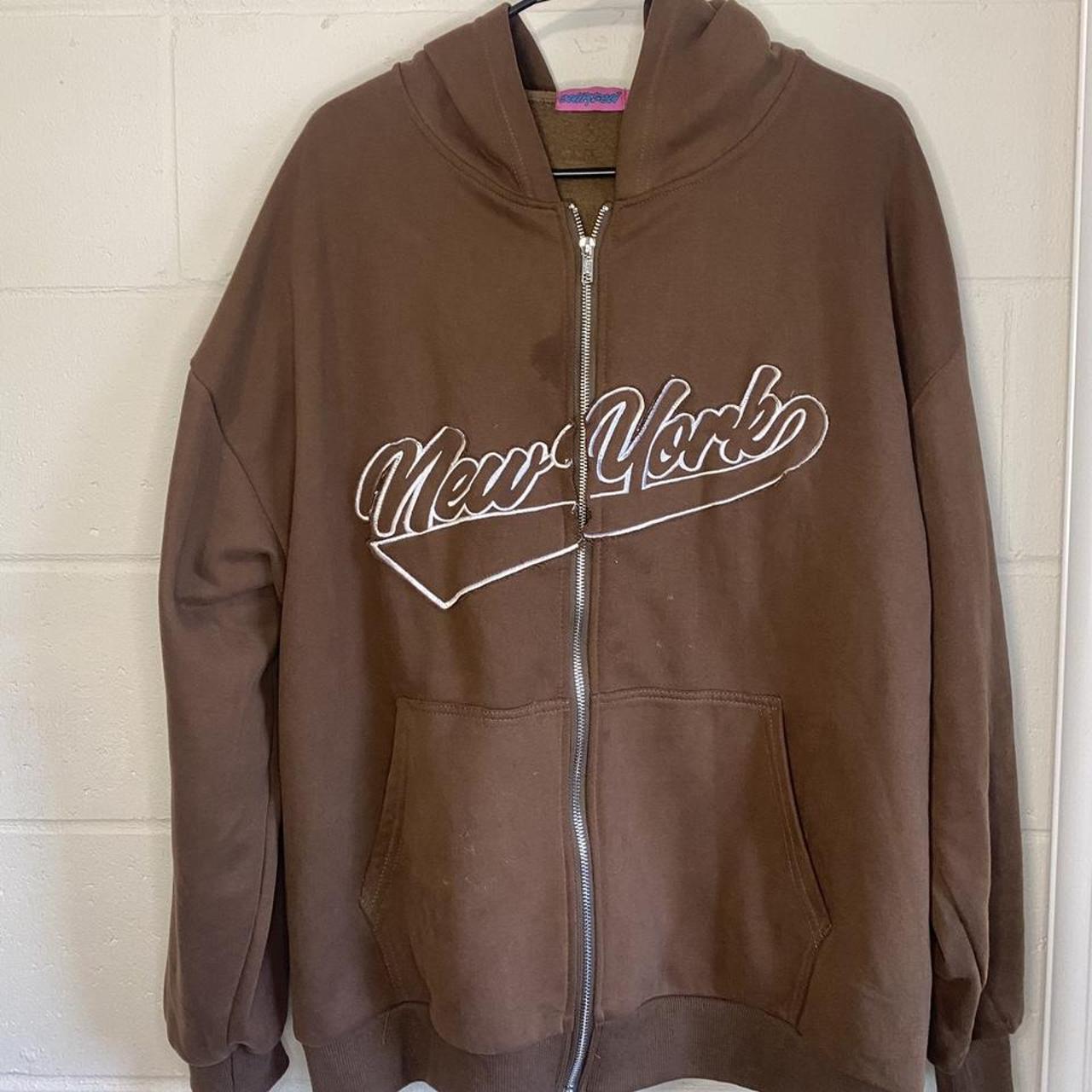 brown Edikted New York zip up hoodie 🤎 is super cute... - Depop