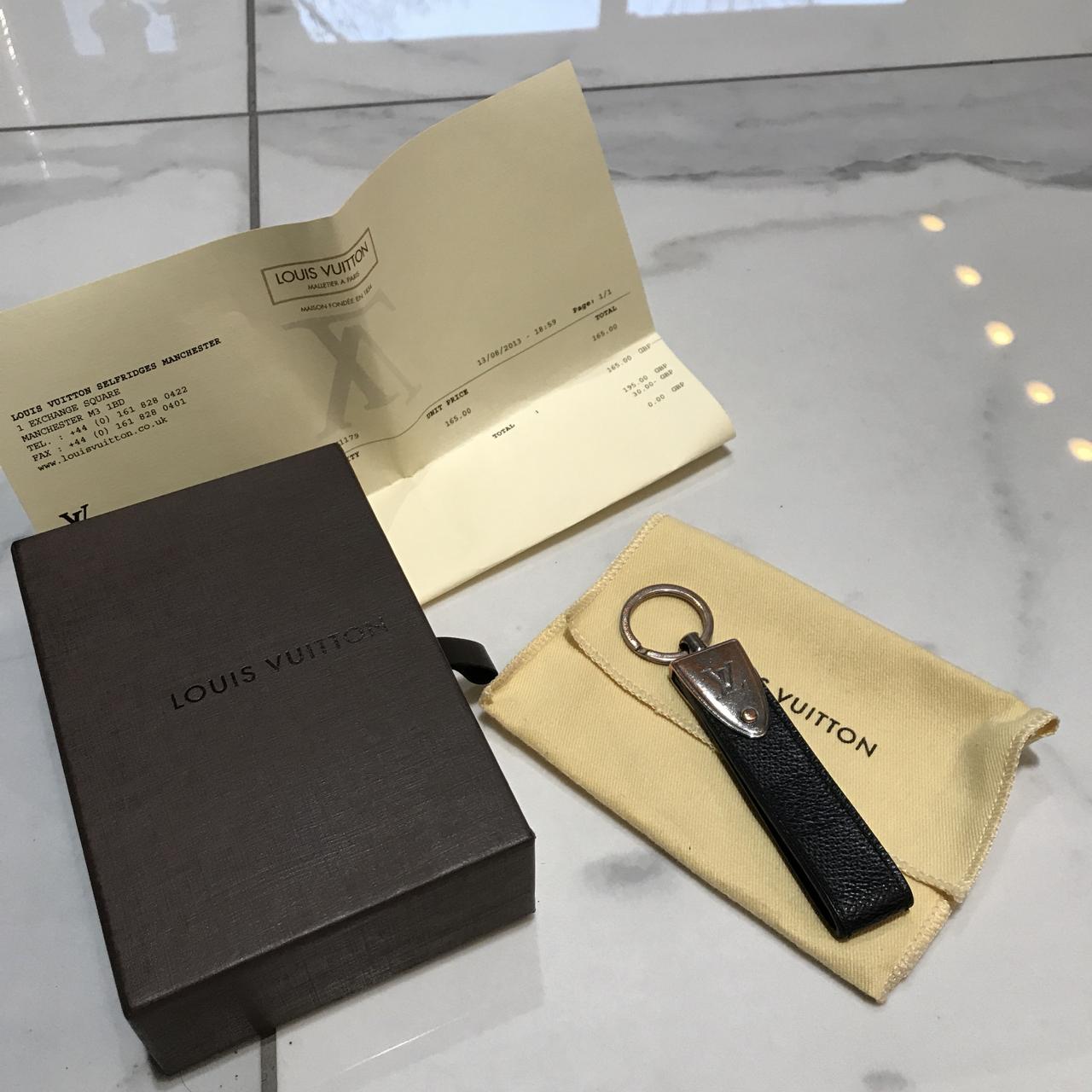 LV Dragonne Key Holder Canvas Leather Gold-color - Depop