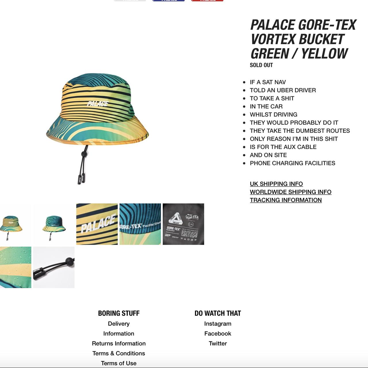 PALACE GORE-TEX Vortex Bucket Green / Yellow , Brand...