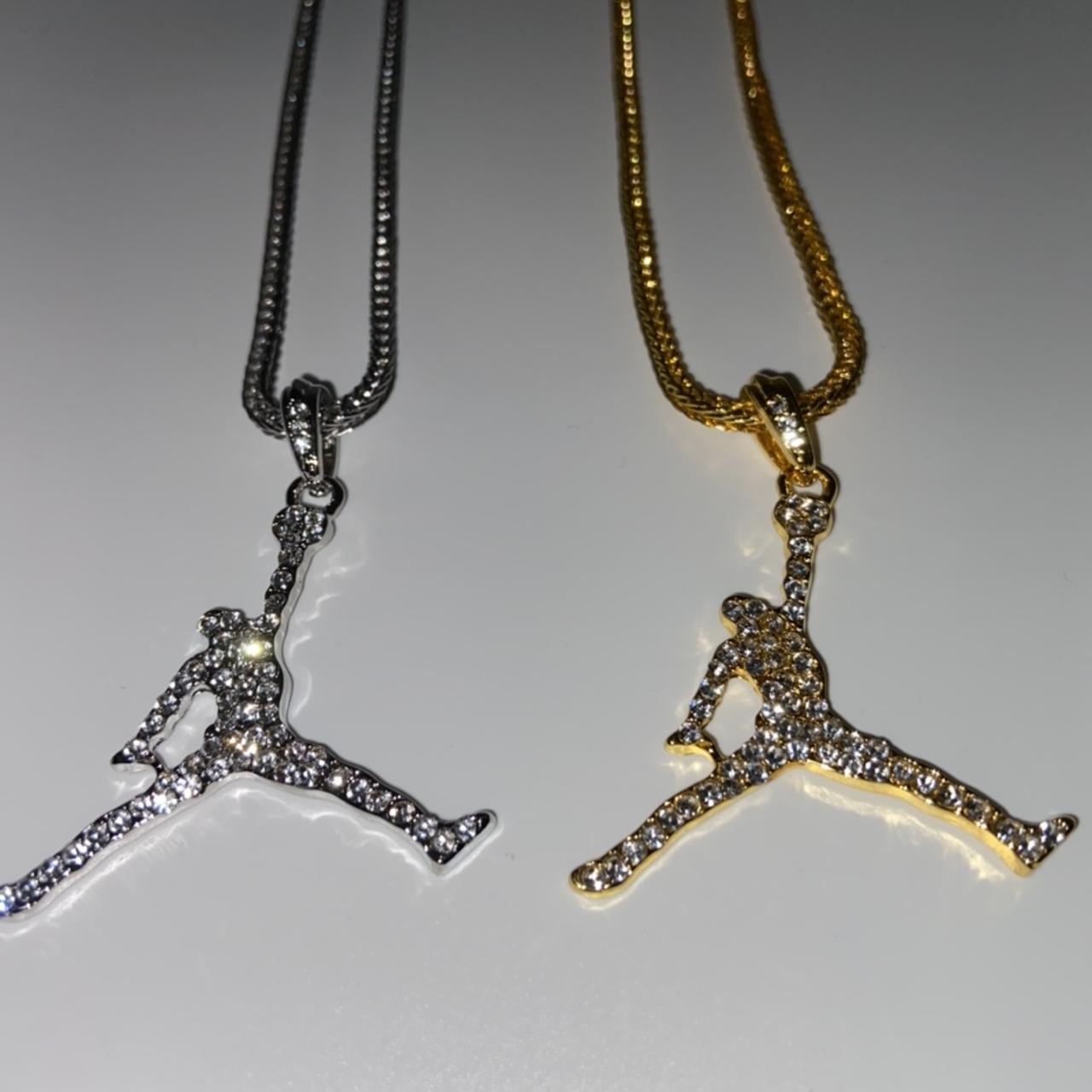 Jordan NBA iced out necklace diamond pendant and - Depop