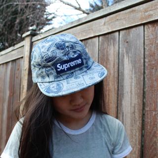 Supreme 100 Dollar Bill Camp Cap in indigo. Never worn - Depop