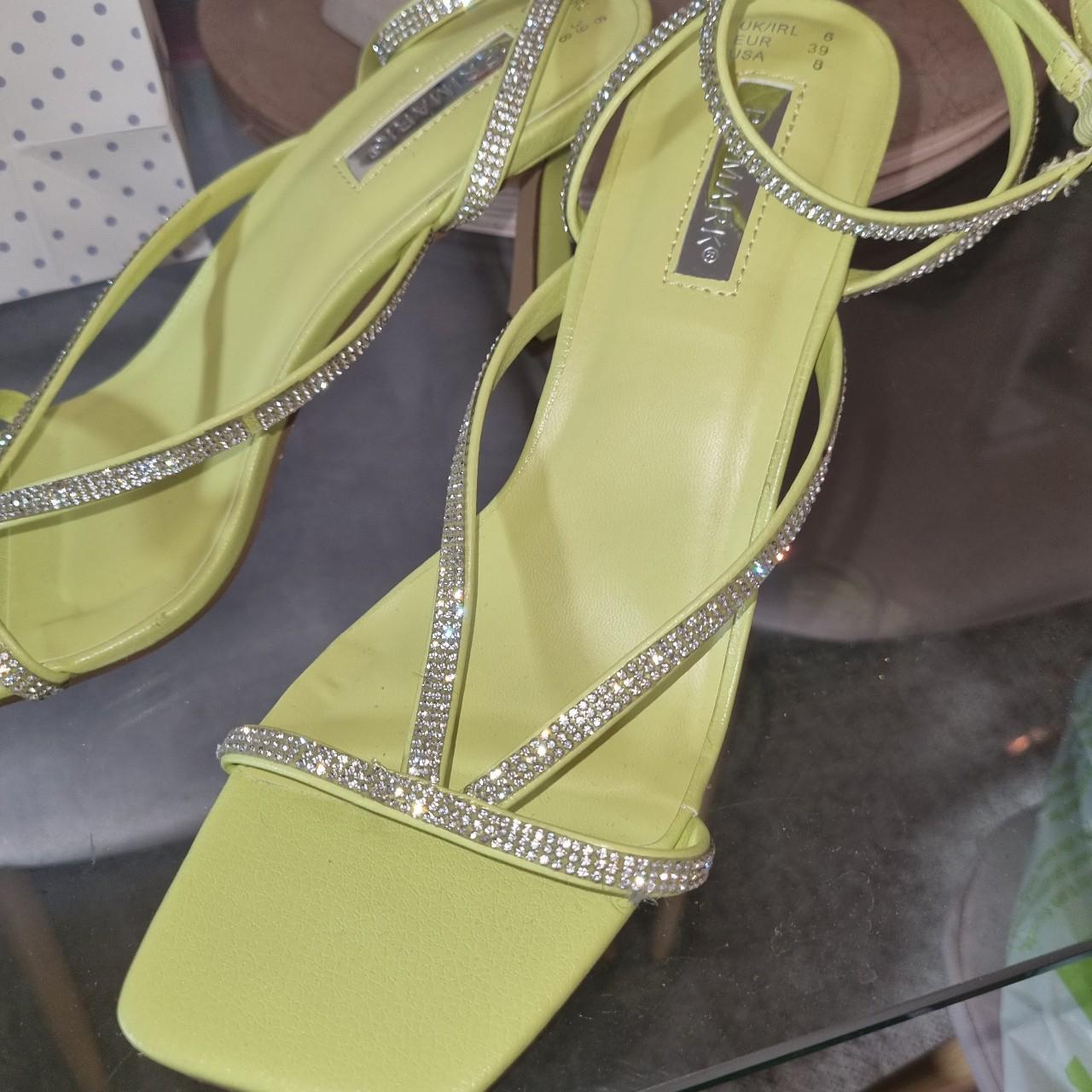 Lime green and rhinestone heels. Primark. Brand new... Depop
