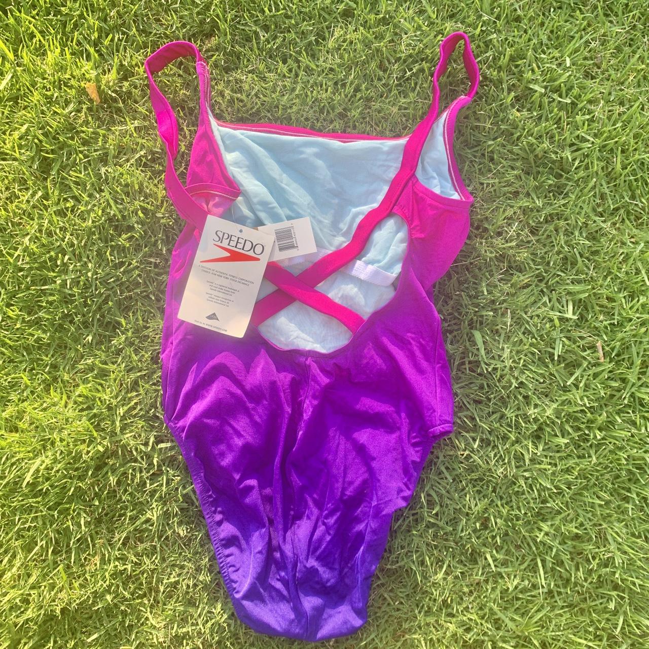 Speedo Pink and purple ombré one piece swim suit.... - Depop