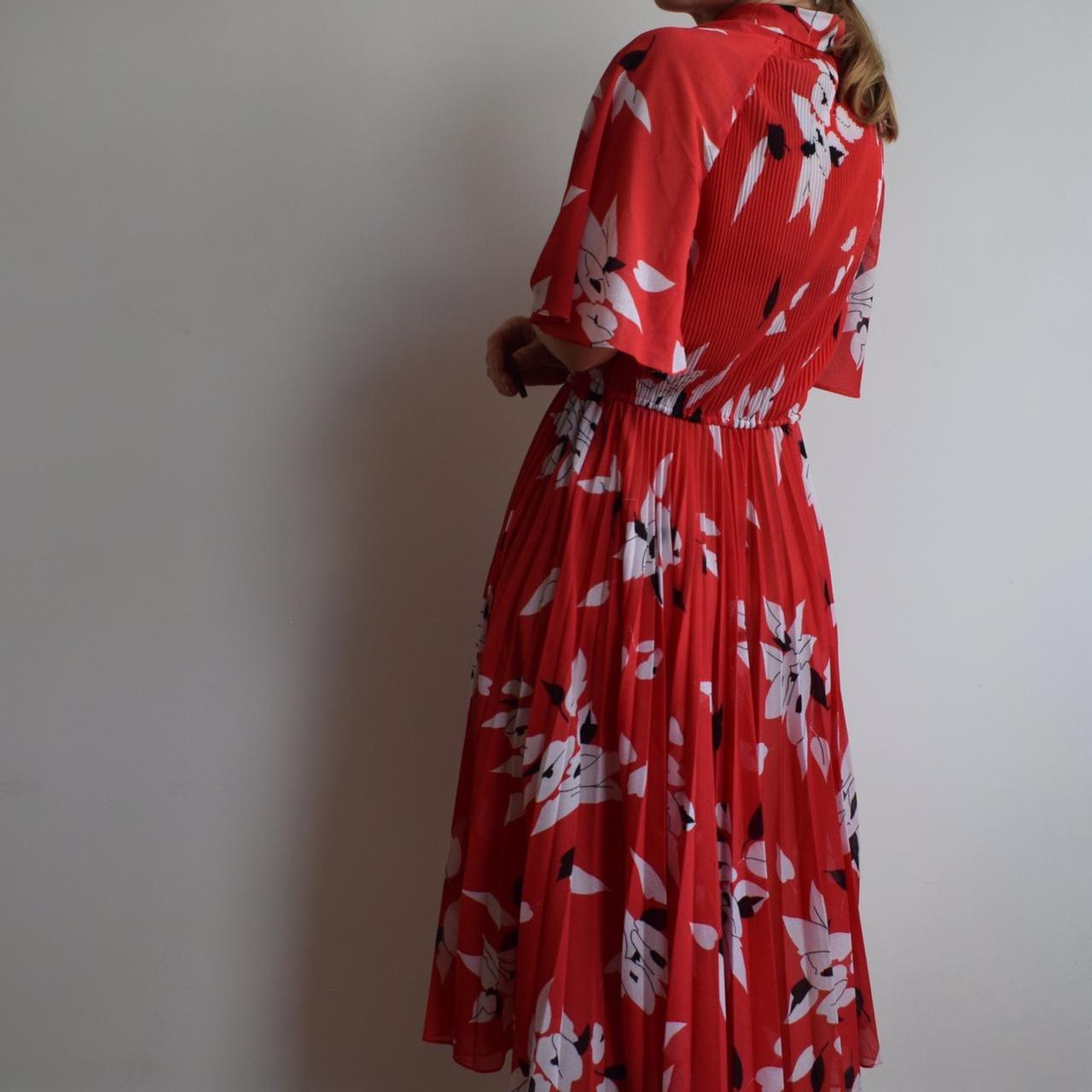 Vintage chiffon midi dress in red. Great vintage... - Depop