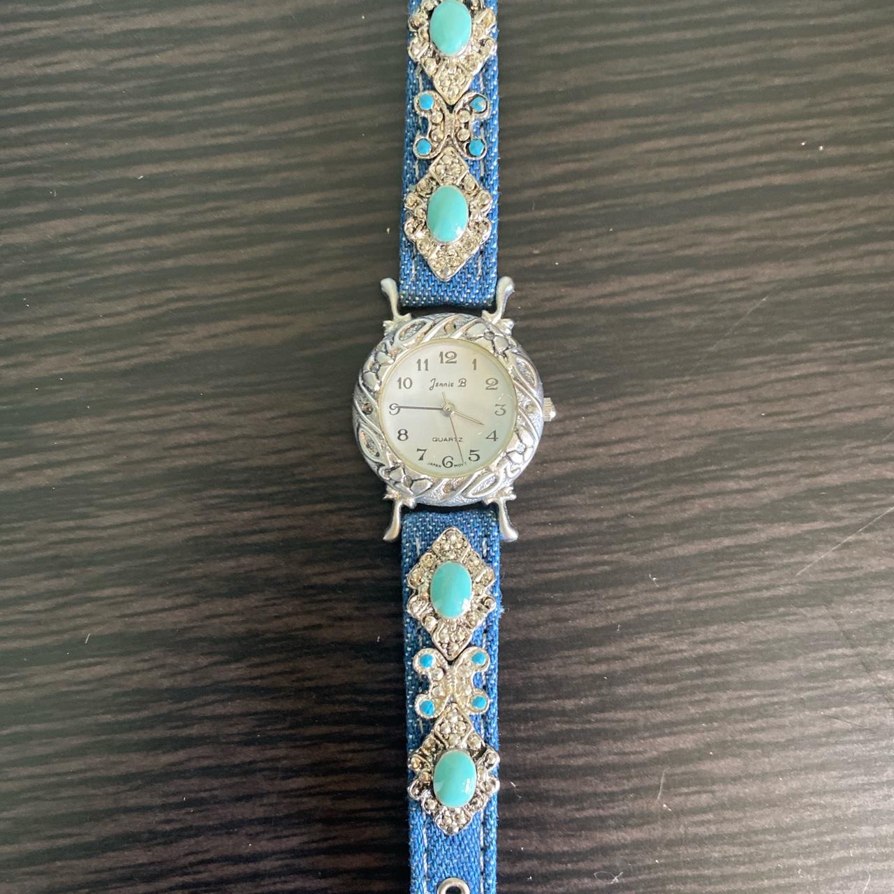 Jennie B Vintage denim banded watch with silver