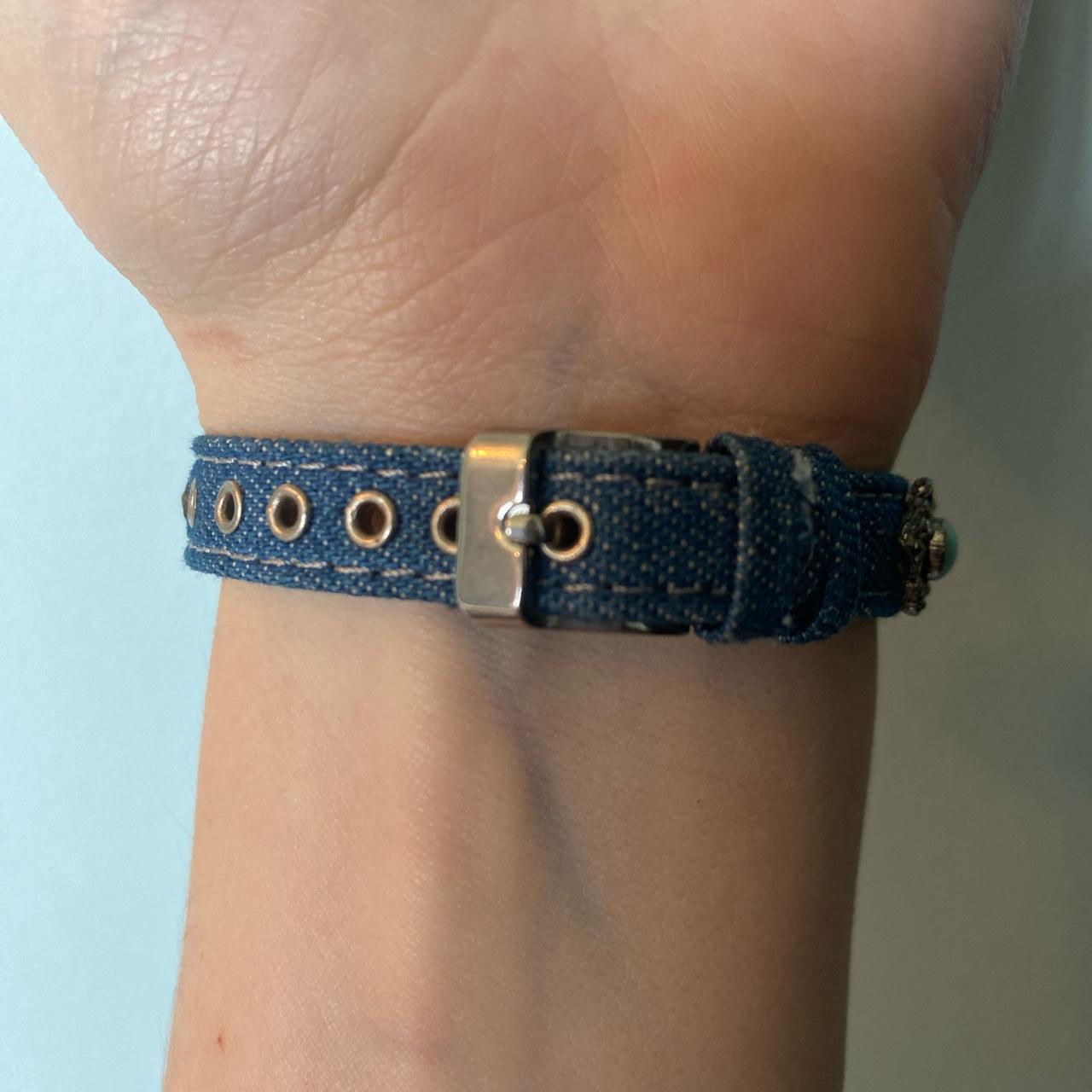 Jennie B Vintage denim banded watch with silver Depop