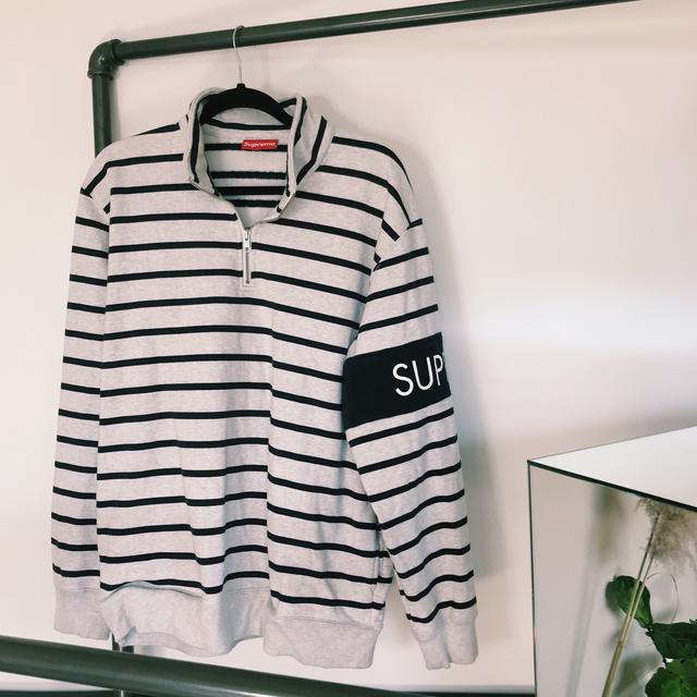 supreme striped half zip sweater