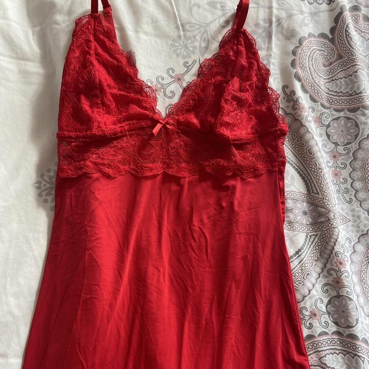 Racey Red Chemise Underwear Slip / babydoll... Depop