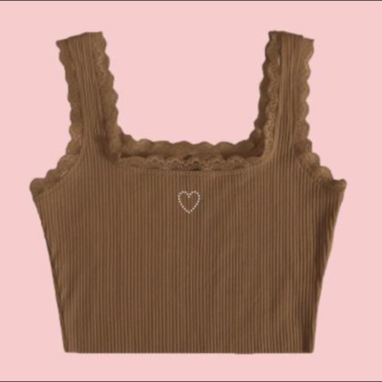 Brown Y2K inspired Lace Cami vest top With diamond... Depop