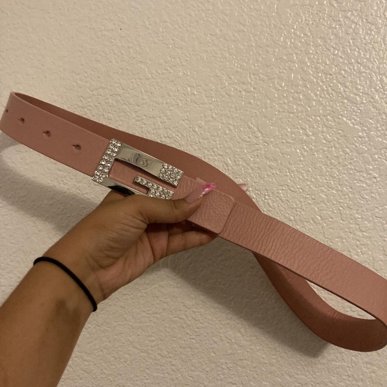 Pink adjustable y2k guess belt, the buckle is so... Depop