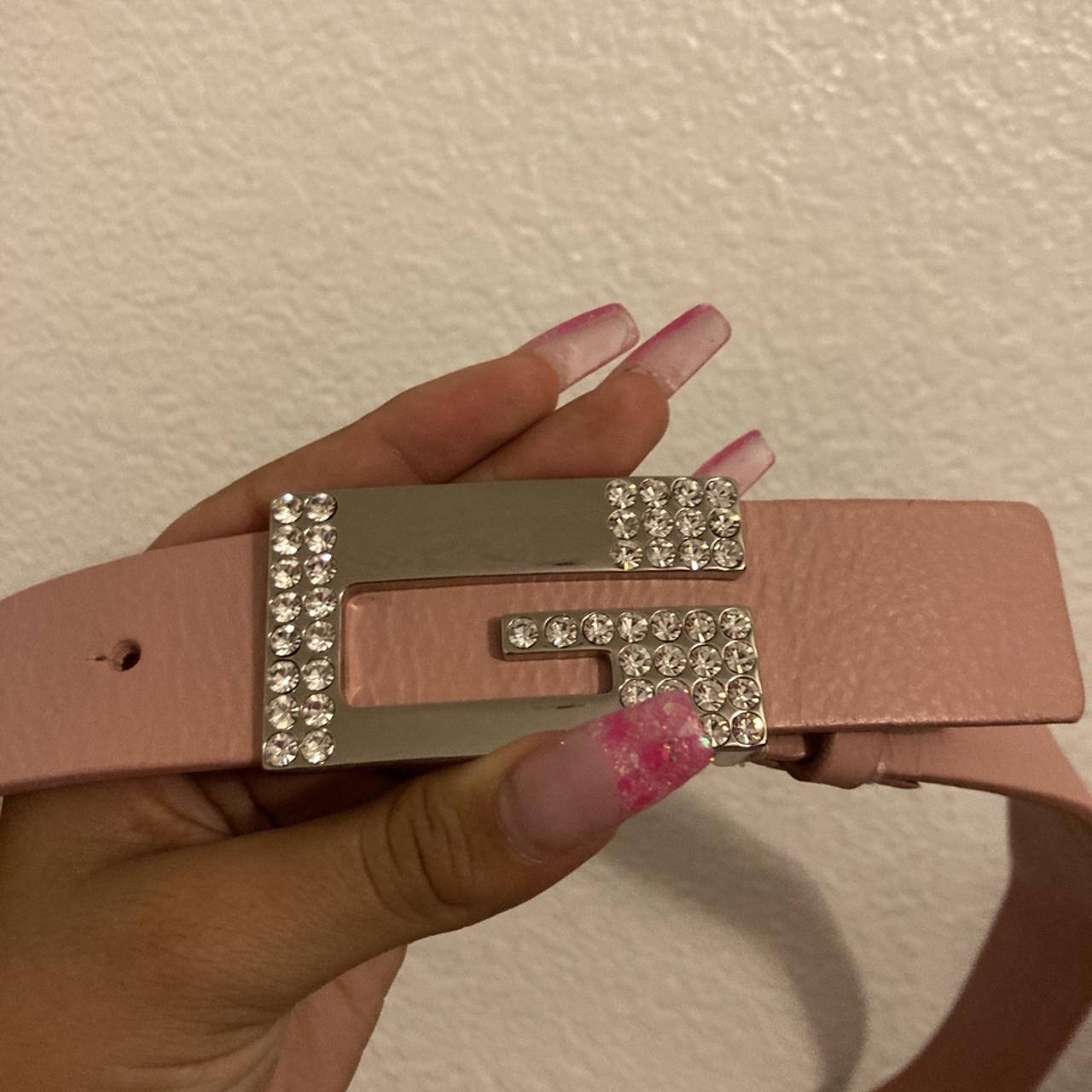 Pink adjustable y2k guess belt, the buckle is so... Depop