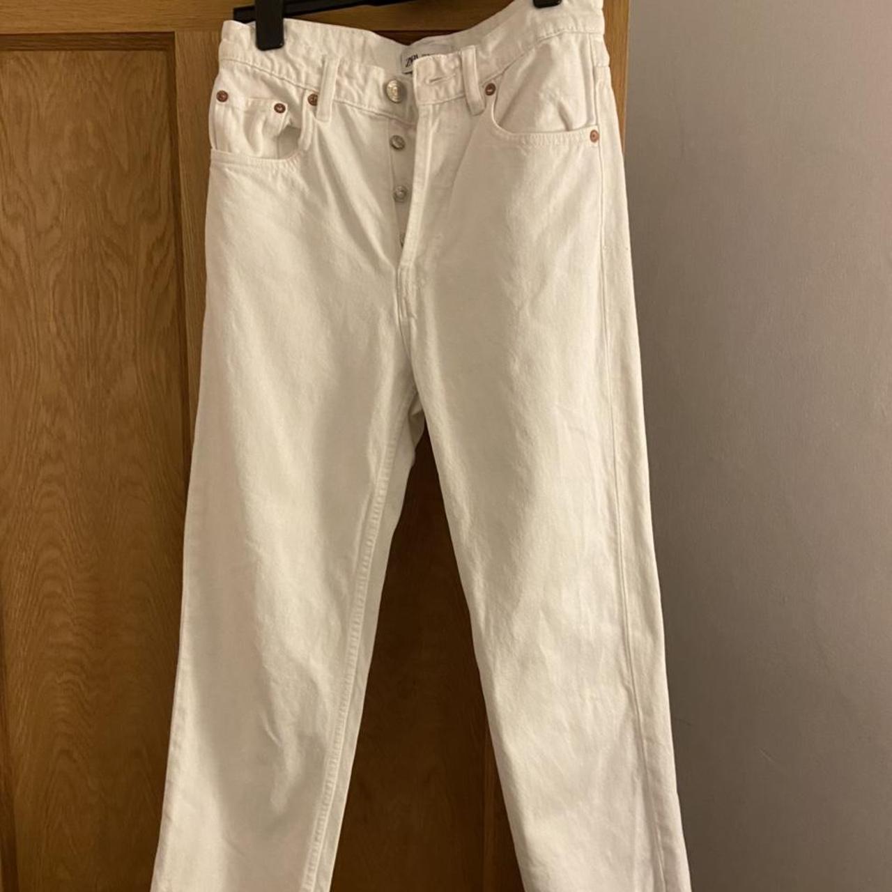 Zara white straight leg jeans size 8. In perfect... - Depop