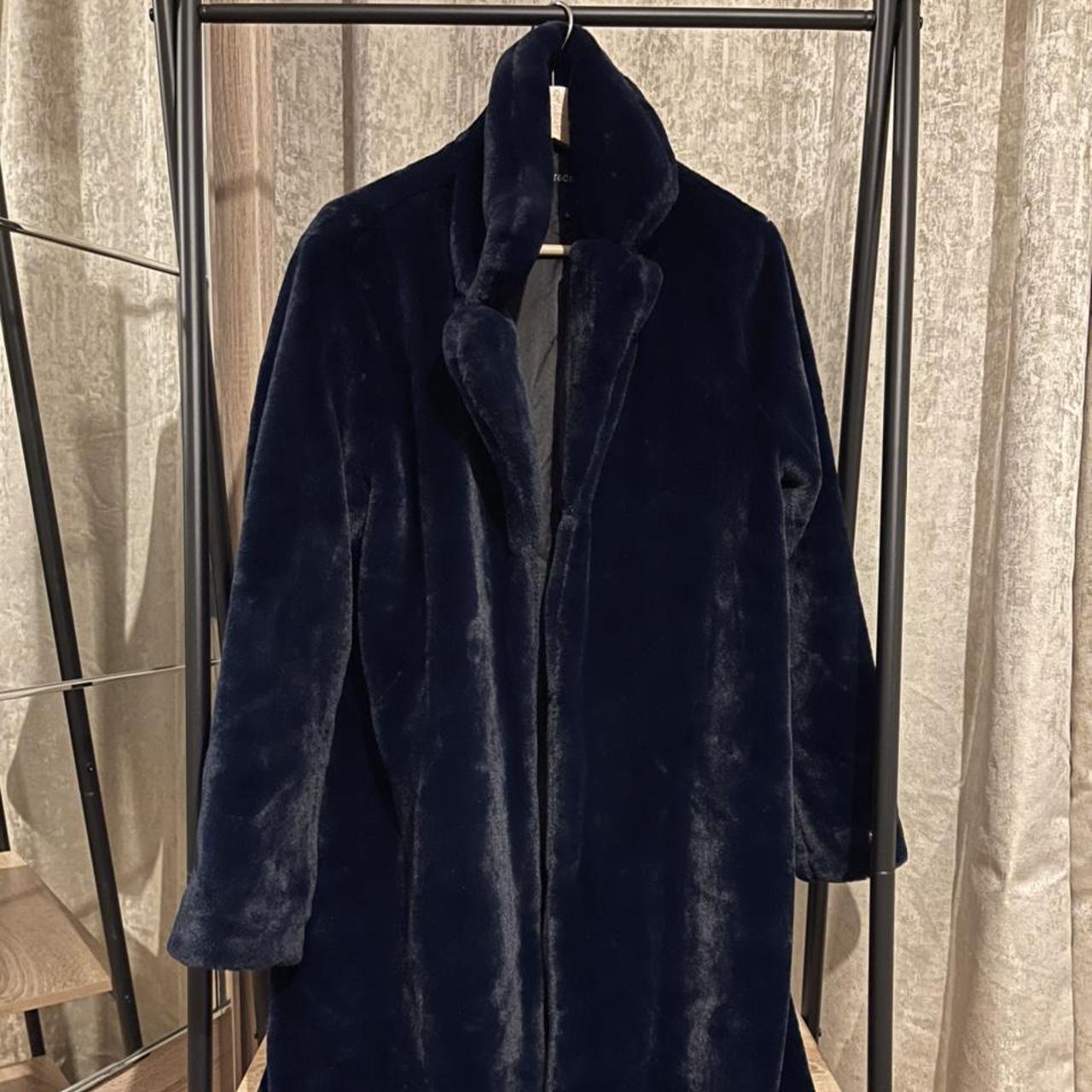 NA-KD Women's Navy Coat | Depop