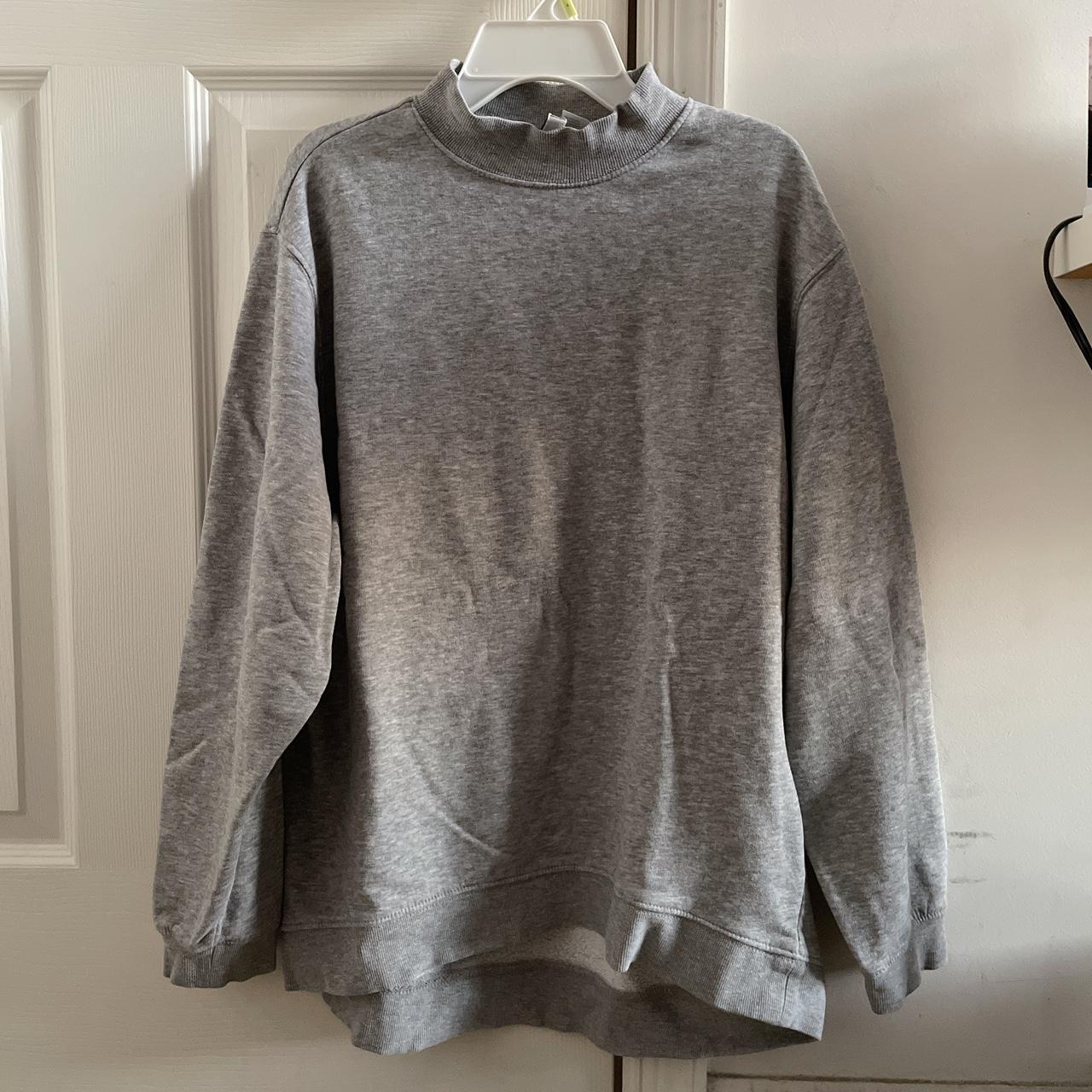 H&M LIGHT GREY MOCK NECK SWEATER shipping already... - Depop