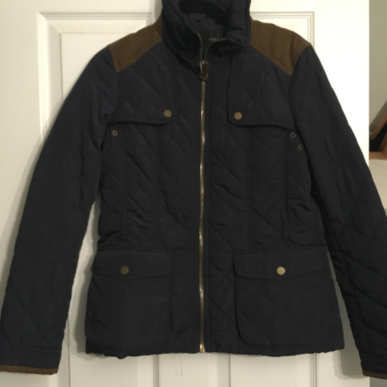 zara navy blue quilted jacket