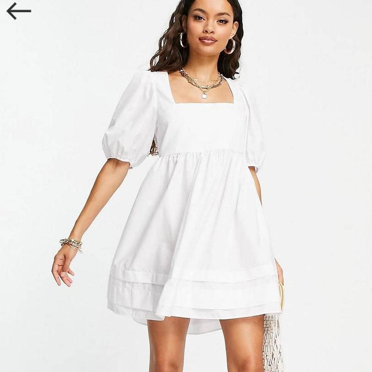 cotton square neck mini dress asos